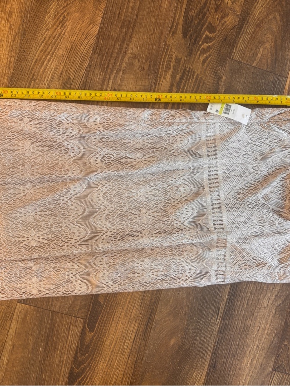 ⭐️NWT Jessica Simpson Crochet Fringe Dress Size 4 Taupe Boho Festival Beach Mini - Picture 5 of 16